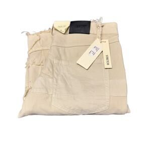 Taker Stacked Jeans Mens 30 (31x34 ACTUAL) Cream Flare Fit Distressed Denim NEW